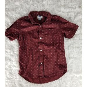Old Navy Short Sleeve Button Up Top XS Boys Burgundy Used